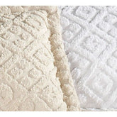 Full Diamond Pattern Cotton Chenille Bedspread White